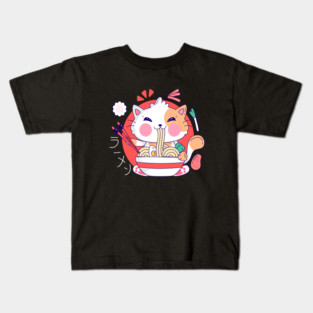 Ramen Cat Japanese Anime Kawaii Girls Official Teenager Kids T-Shirt