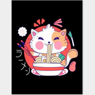 Ramen Cat Japanese Anime Kawaii Girls Official Teenager Posters and Art