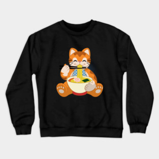 Ramen Cat Japanese Anime Kawaii Girls Official Teenager Crewneck Sweatshirt