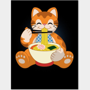 Ramen Cat Japanese Anime Kawaii Girls Official Teenager Posters and Art