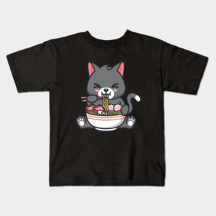 Ramen Cat Japanese Anime Kawaii Girls Official Teenager Kids T-Shirt