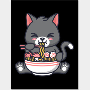 Ramen Cat Japanese Anime Kawaii Girls Official Teenager Posters and Art