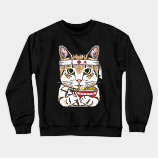 Ramen Cat Japanese Anime Kawaii Girls Official Teenager Crewneck Sweatshirt