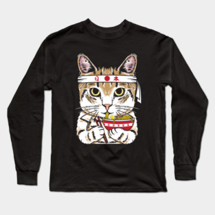 Ramen Cat Japanese Anime Kawaii Girls Official Teenager Long Sleeve T-Shirt