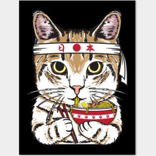 Ramen Cat Japanese Anime Kawaii Girls Official Teenager Posters and Art