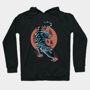 Pouncing Blue Tiger Hoodie