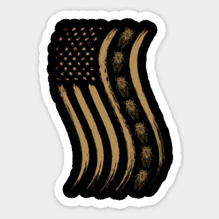 Cicada Line in Distressed US Flag for Cicada Reemergence design Sticker