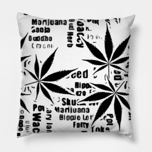 Black and white weed graphic Pillow