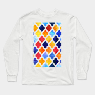 Marrakesh Moroccan red and blue Long Sleeve T-Shirt