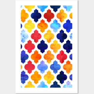 Marrakesh Moroccan red and blue Posters and Art