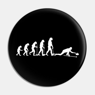 Funny Curling Fan Evolution Winter Games Curl Ice Pin