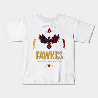 Fawkes the Phoenix Companion and Defender Wizardry Kids T-Shirt
