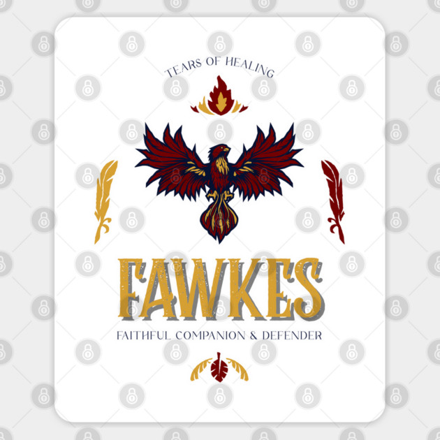 Fawkes the Phoenix Companion and Defender Wizardry Sticker by Joaddo