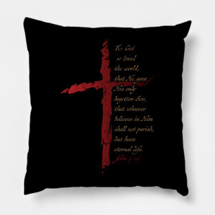 John 3:16 Christian Cross Salvation Bible Verse Pillow