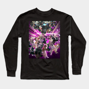 Disco Cats Dancing, Cat Dance, Funny Cute Long Sleeve T-Shirt