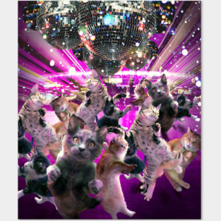 Disco Cats Dancing, Cat Dance, Funny Cute Posters and Art