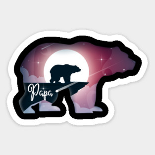 Papa Bear Moonlight T-Shirt Father's Day Tee Gift Sticker