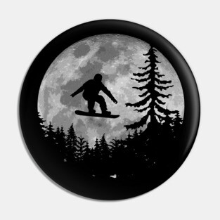Snowboard Moon Silhouette Vintage Snowboarding Pin