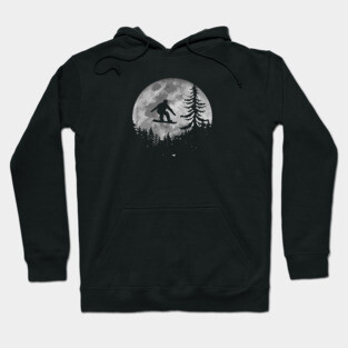 Snowboard Moon Silhouette Vintage Snowboarding Hoodie