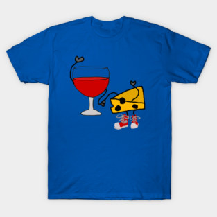 Funny Wine and Cheese Cartoon Friends T-Shirt