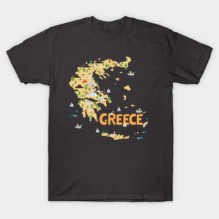 Greece Illustrated Map T-Shirt