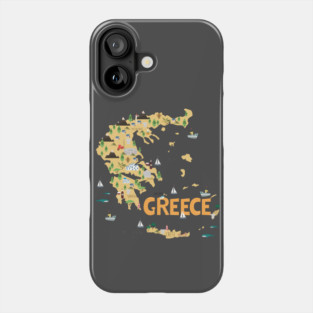 Greece Illustrated Map Phone Case