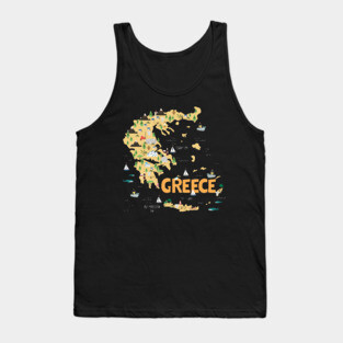 Greece Illustrated Map Tank Top