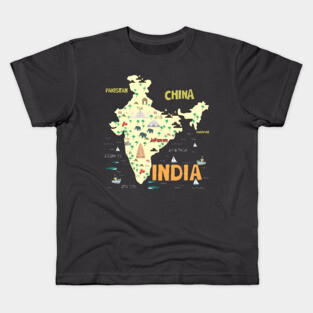 Illustrated India Map Kids T-Shirt