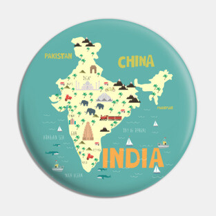 Illustrated India Map Pin