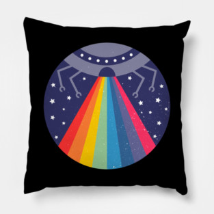 Alien Abduction Rainbow Pillow