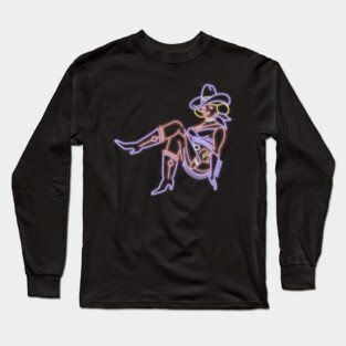 Las Vegas Cowgirl Neon Sign Long Sleeve T-Shirt
