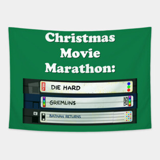 Christmas Movie Marathon (green variant) Tapestry