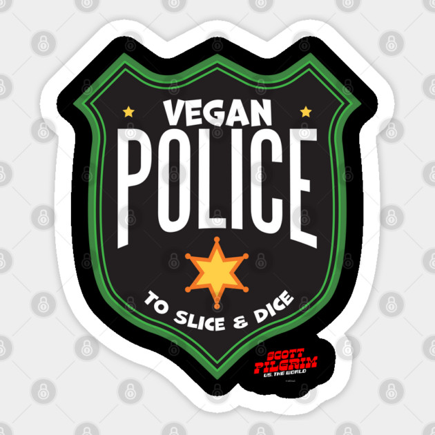 Vegan Police Badge To Slice and Dice Sticker by belownormal