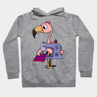 Funny Pink Flamingo Sewing Design Hoodie
