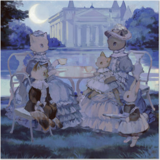 Tea Time on a Moonlit Night Posters and Art