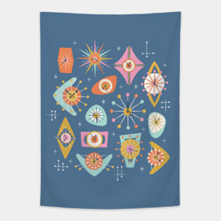 Mid Century Vintage Clocks Tapestry