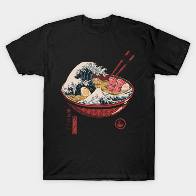 Great Ramen Wave T-Shirt by Meowster Catana by Vincent Trinidad Art 