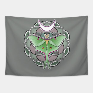 Mandala Luna Moth Tapestry