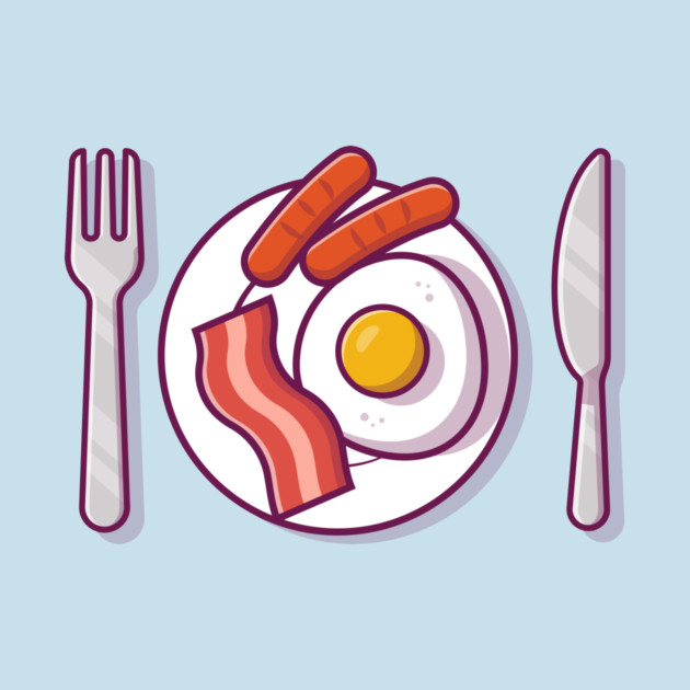 Breakfast Food On Plate with Egg and Sausage by Catalyst Labs
