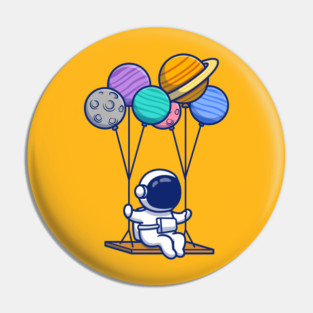 Cute Astronaut Swinging With Planets Pin