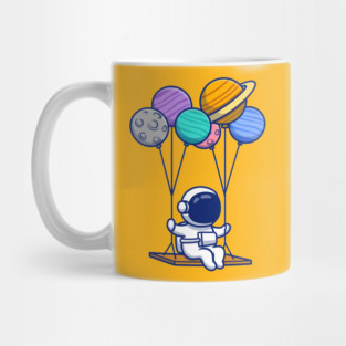 Cute Astronaut Swinging With Planets Mug