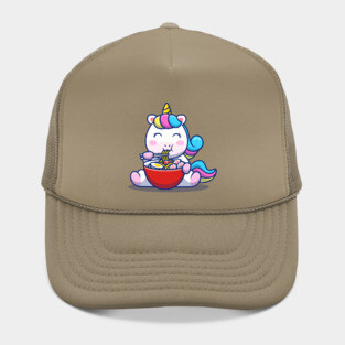 Cute Unicorn Eat Ramen Noodle Hat