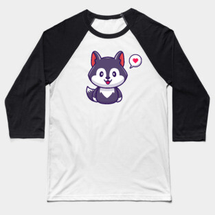 Cute Wolf With Love Bubbles Baseball T-Shirt