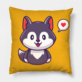 Cute Wolf With Love Bubbles Pillow