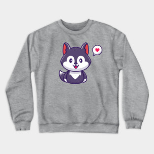 Cute Wolf With Love Bubbles Crewneck Sweatshirt