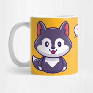 Cute Wolf With Love Bubbles Mug