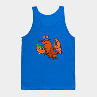 Funny Lobster Drinking Margarita Cartoon Tank Top