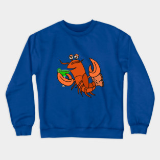 Funny Lobster Drinking Margarita Cartoon Crewneck Sweatshirt