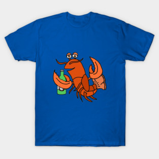 Funny lobster drinking beer Cartoon T-Shirt