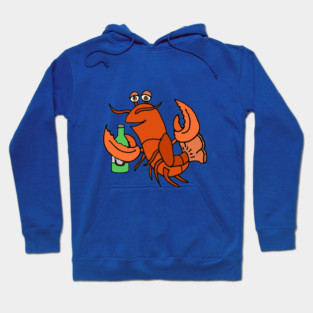 Funny lobster drinking beer Cartoon Hoodie